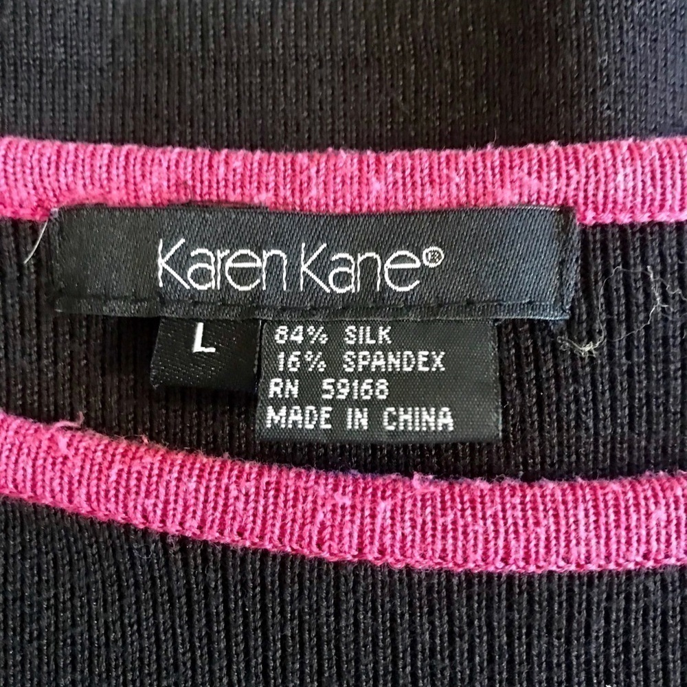 Karen Kane Black Silk Blend Tank Top L | Stretchy Luxe Sleeveless Blouse - Picture 9 of 10